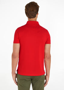Polo Tommy Hilfiger ajusté rouge en coton bio stretch