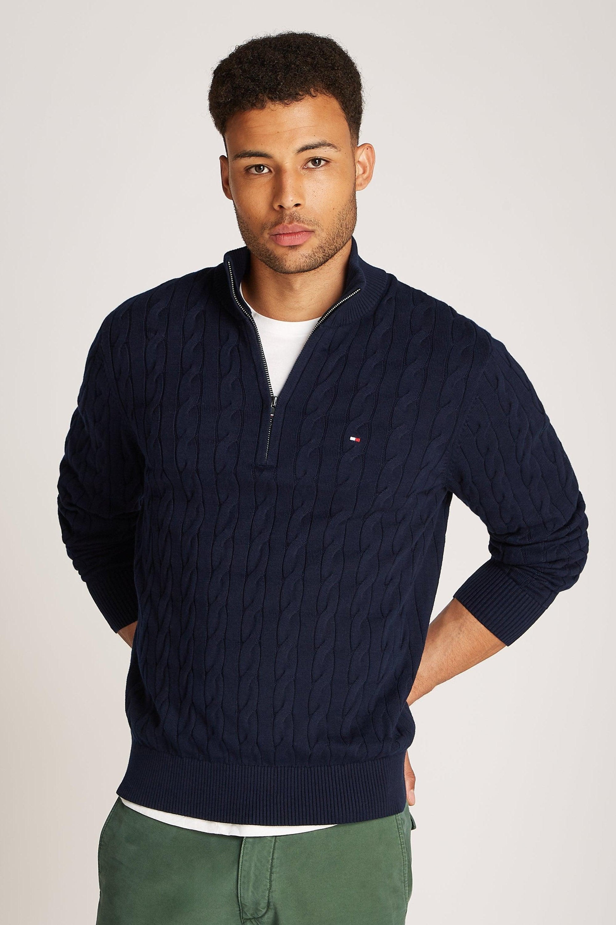 Pull demi-zip Tommy Hilfiger marine - Georgespaul