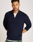 Pull demi-zip Tommy Hilfiger marine - Georgespaul