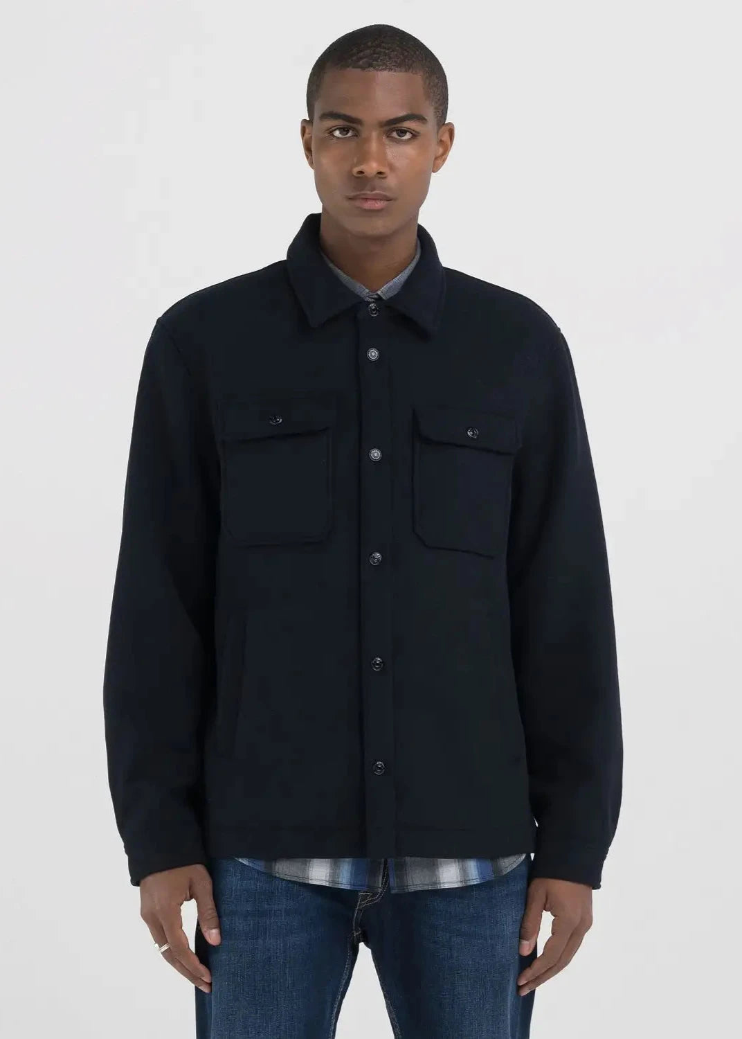 Veste Replay marine en laine pour homme | Georgespaul 