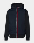 Veste bi-matière à capuche Tommy Hilfiger marine en coton bio - Georgespaul