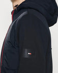 Veste bi-matière à capuche Tommy Hilfiger marine en coton bio - Georgespaul