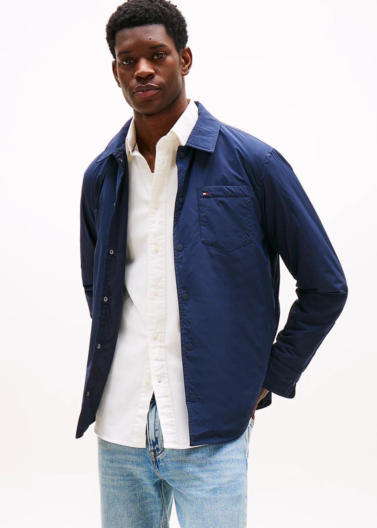 Veste déperlante Tommy Hilfiger marine pour homme | Georgespaul