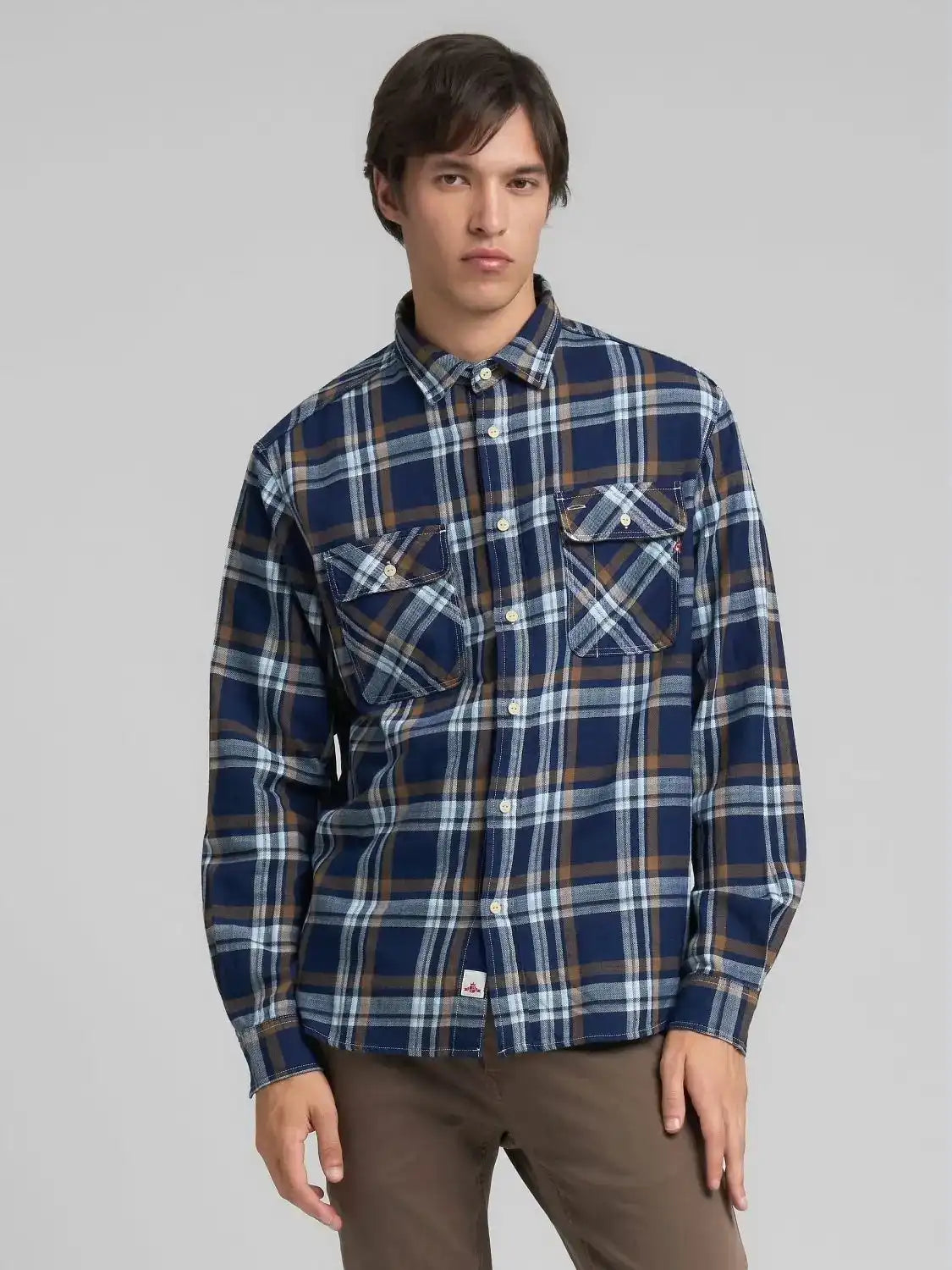 chemise-carreaux-replay-bleue-homme-face