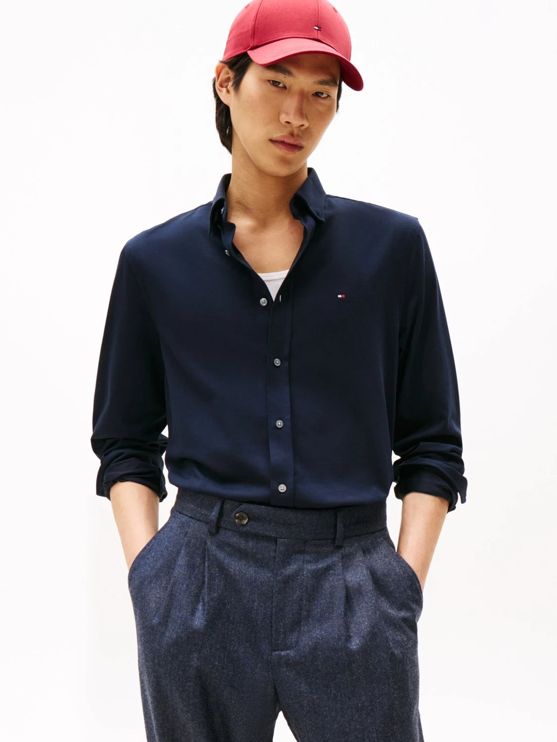 chemise-droite-tommy-hilfiger-marine-homme-face