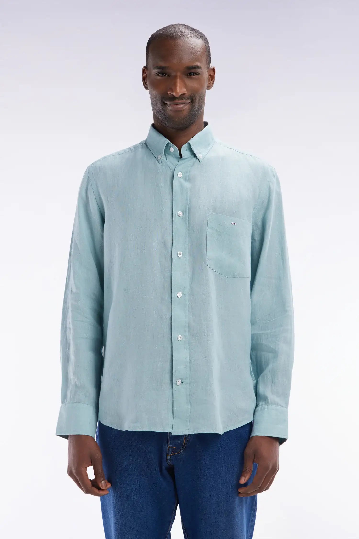 chemise-eden-park-verte-lin-face_1