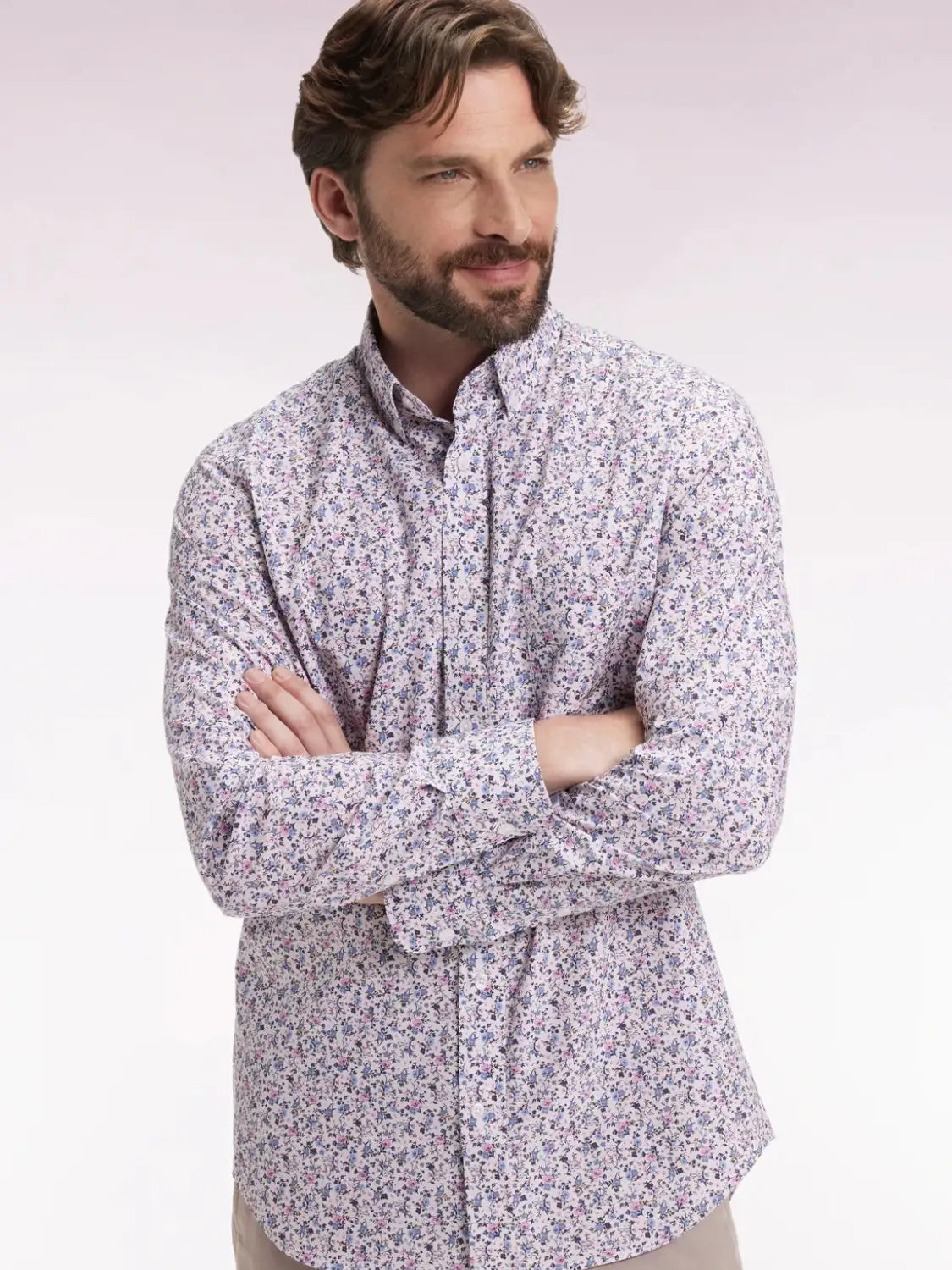 chemise-motifs-eden-park-bleu-homme-face