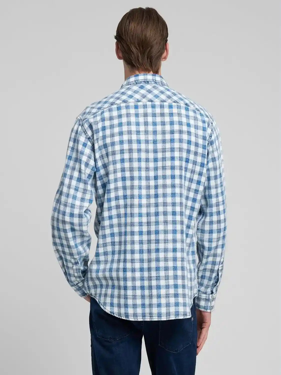 chemise-motifs-replay-bleue-homme-dos