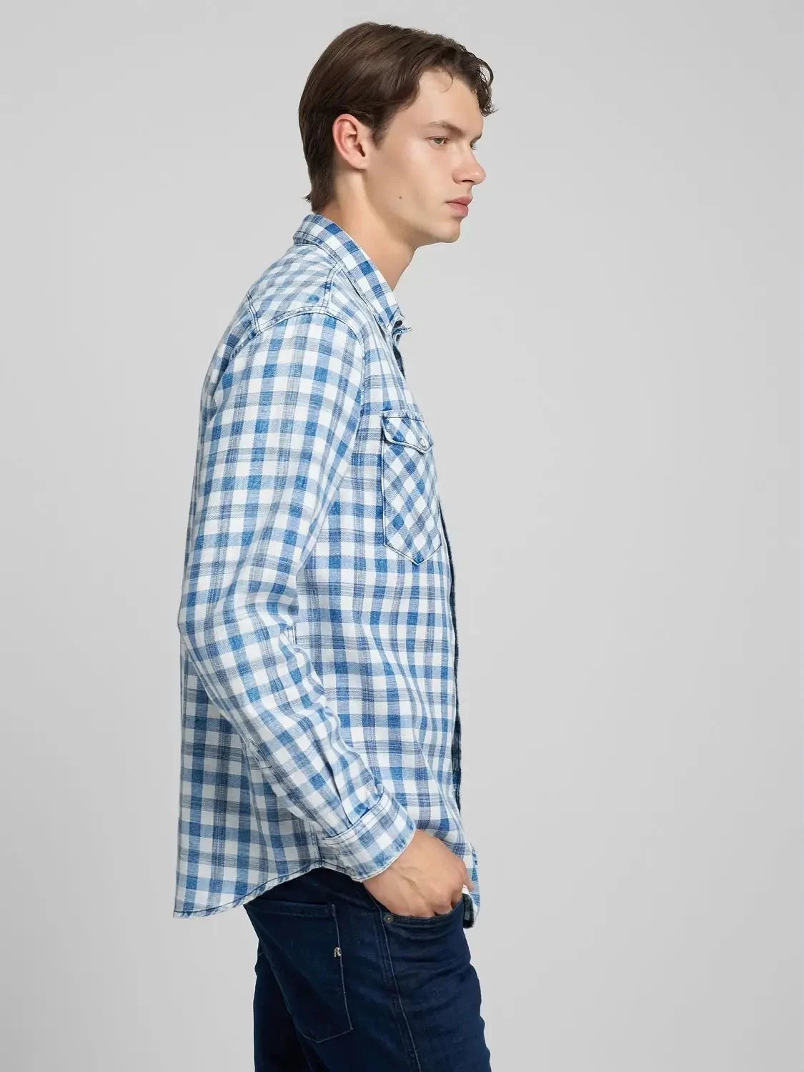 chemise-motifs-replay-bleue-homme-profil
