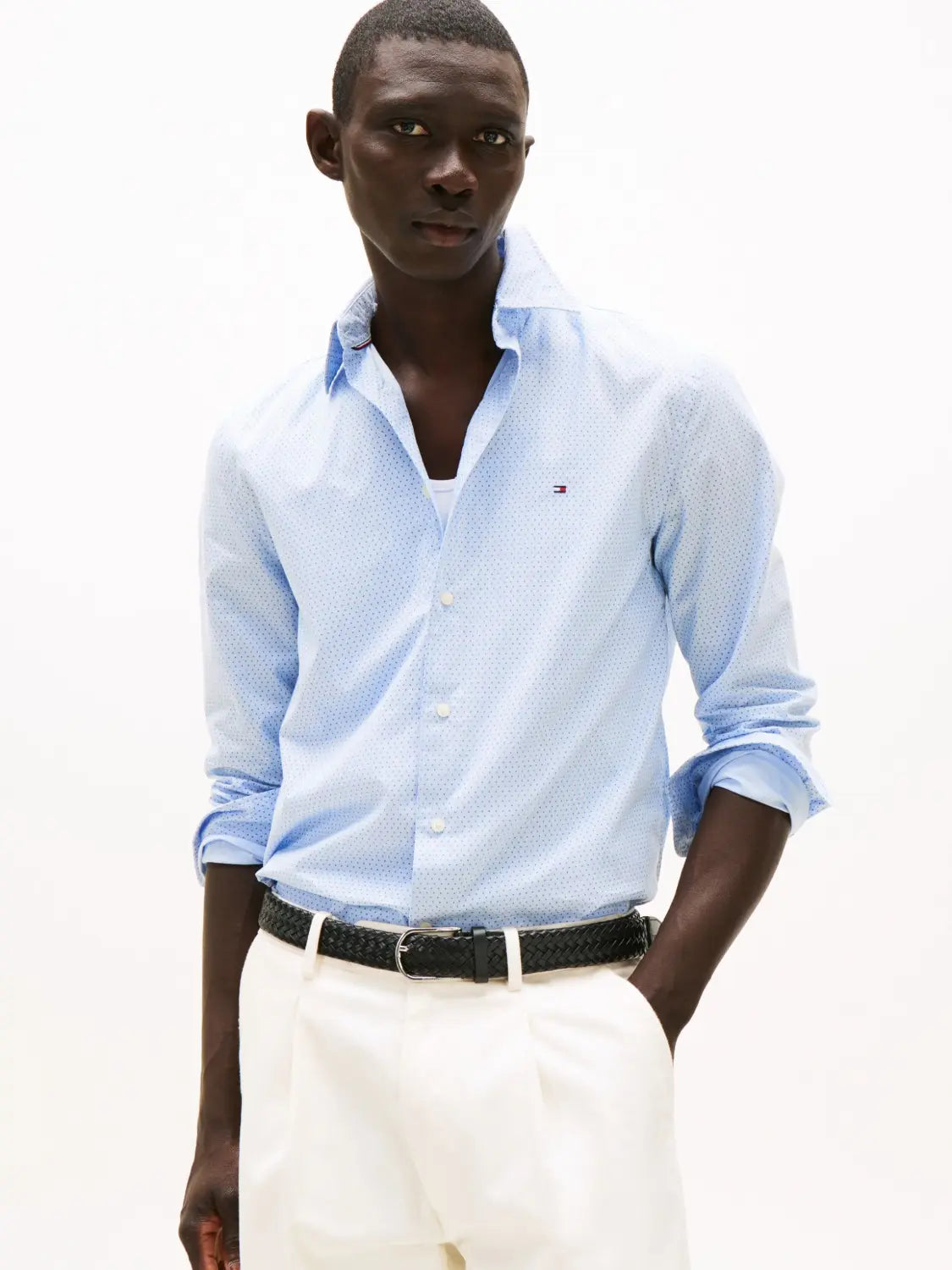 chemise-motifs-tommy-hilfiger-homme-bleue-face