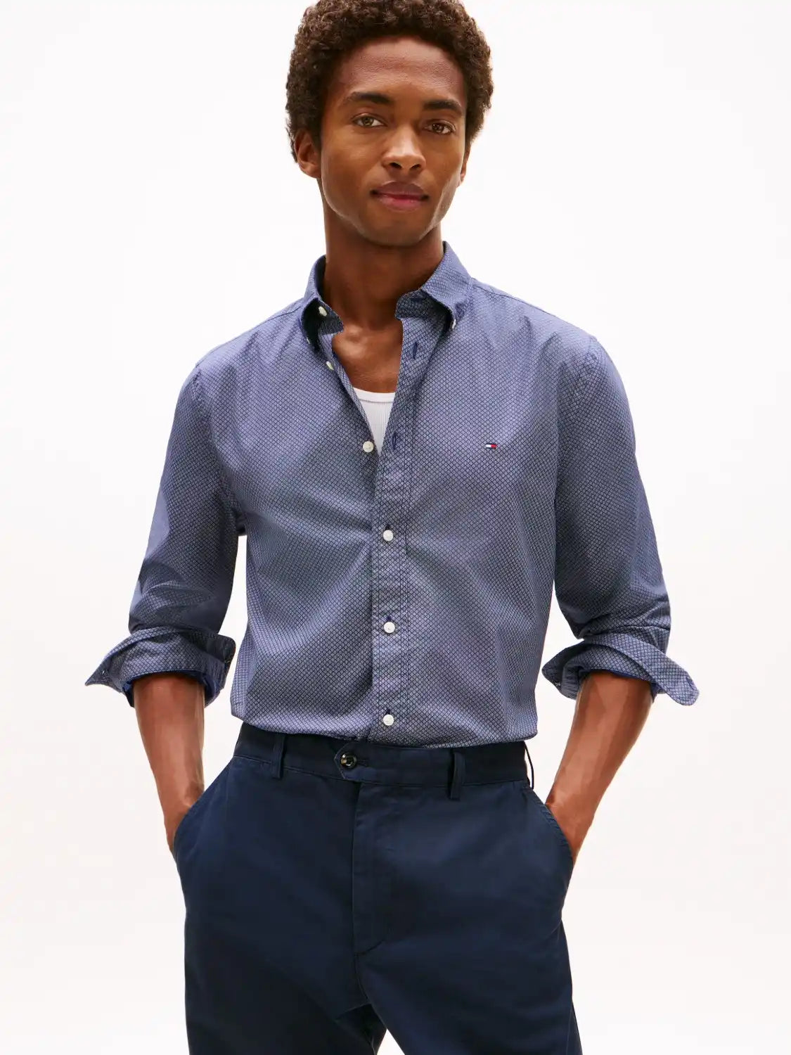 chemise-motifs-tommy-hilfiger-marine-homme-face