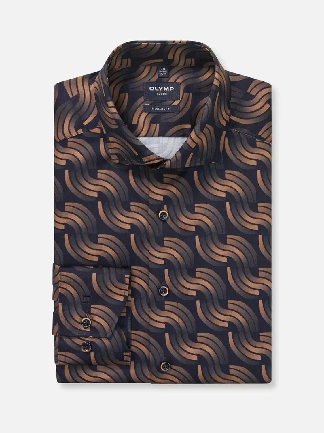 chemise-olymp-motifs-marron-homme-face