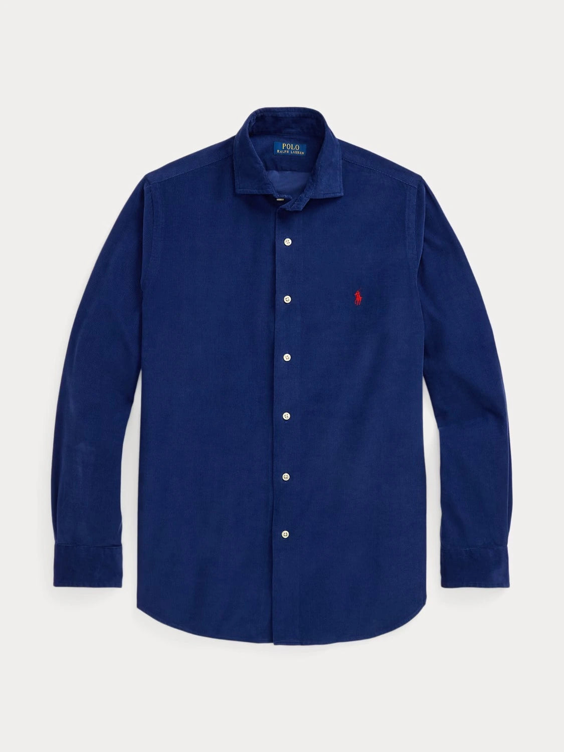 chemise-ralph-lauren-custom-fit-bleue-velours-homme-a-plat