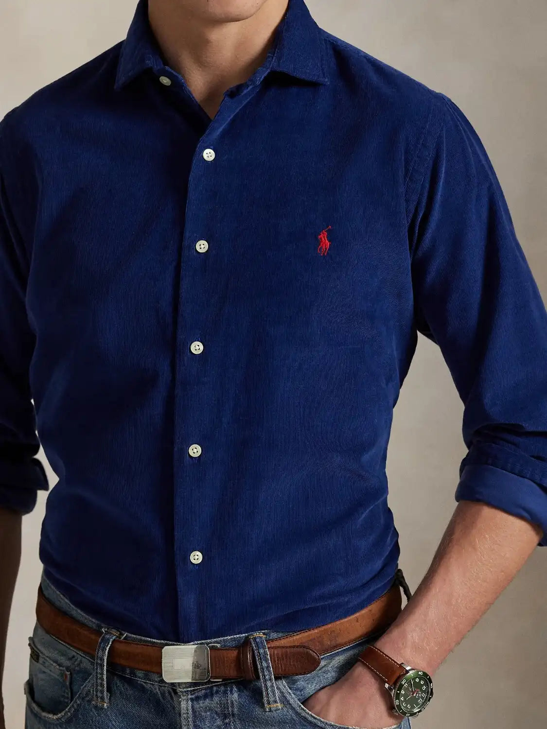 chemise-ralph-lauren-custom-fit-bleue-velours-homme-zoom