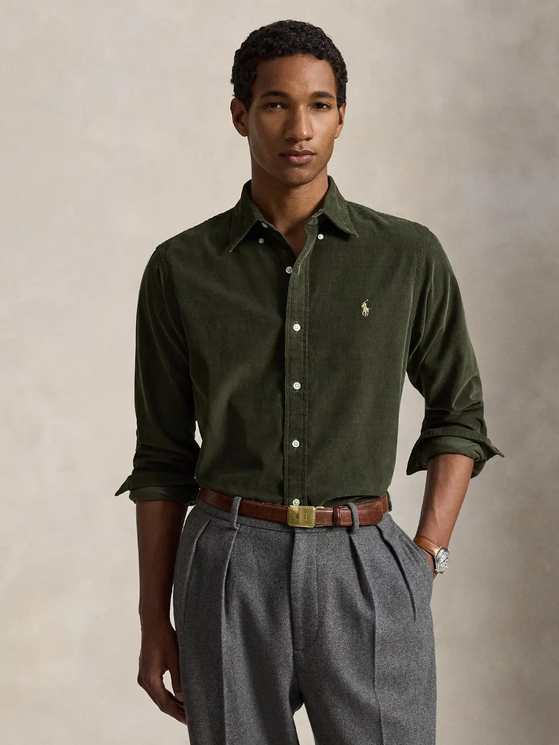 chemise-ralph-lauren-homme-kaki-710853123502-face