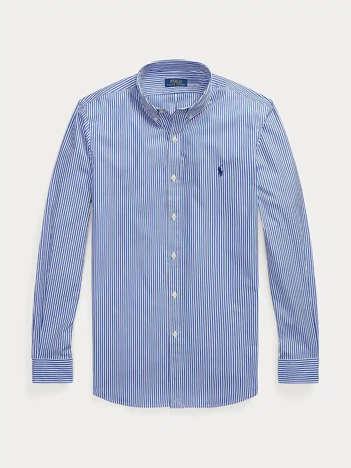 chemise-rayée-ralph-lauren-bleue-homme-a-plat