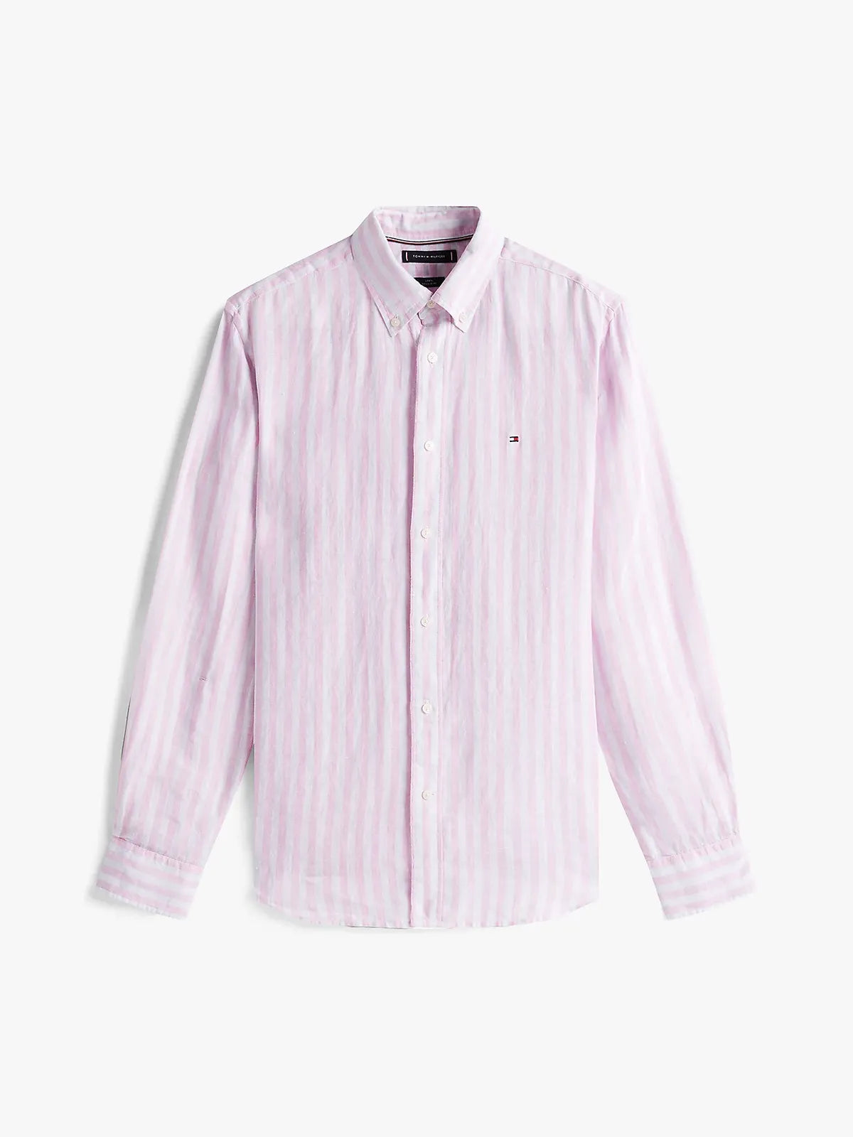 chemise-rayee-tommy-hilfiger-homme-rose-a-plat