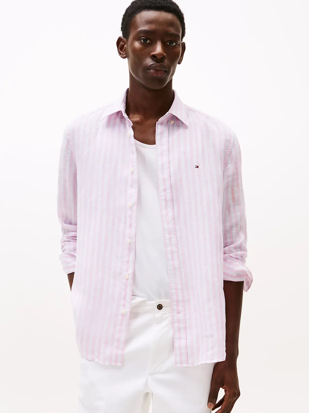chemise-rayee-tommy-hilfiger-homme-rose-face