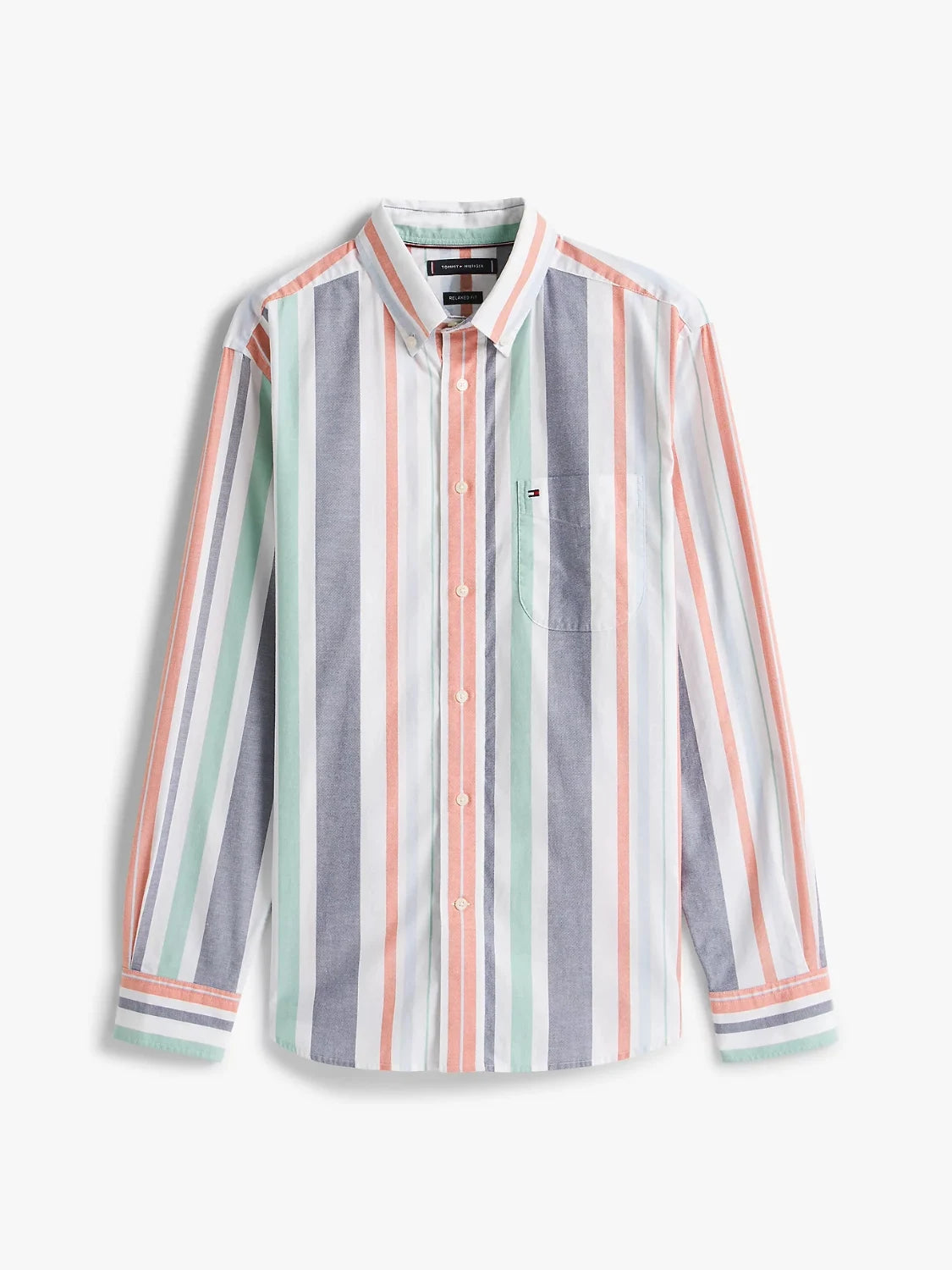 chemise-rayures-tommy-hilfiger-orange-homme-a-plat