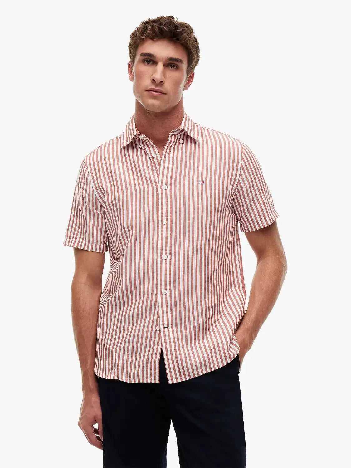 chemise-rayures-tommy-hilfiger-rouge-homme-MW0MW433130DM-face