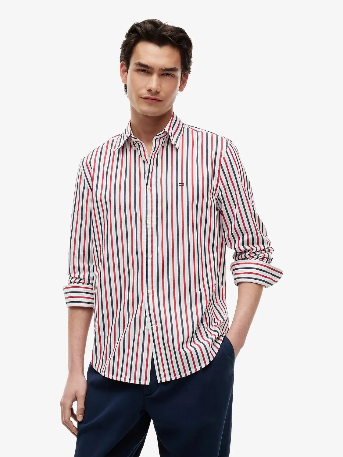 chemise-rayures-tommy-hilfiger-rouge-homme-MW0MW433150EV-face