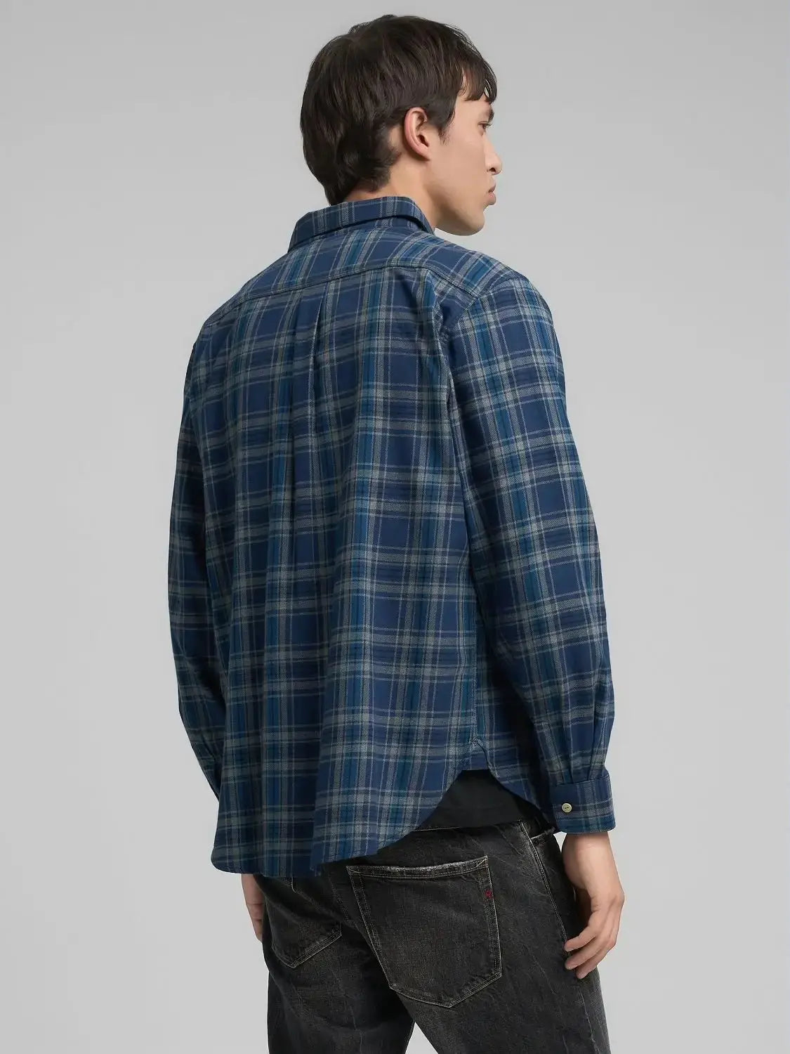 chemise-replay-bleue-carreaux-homme-dos