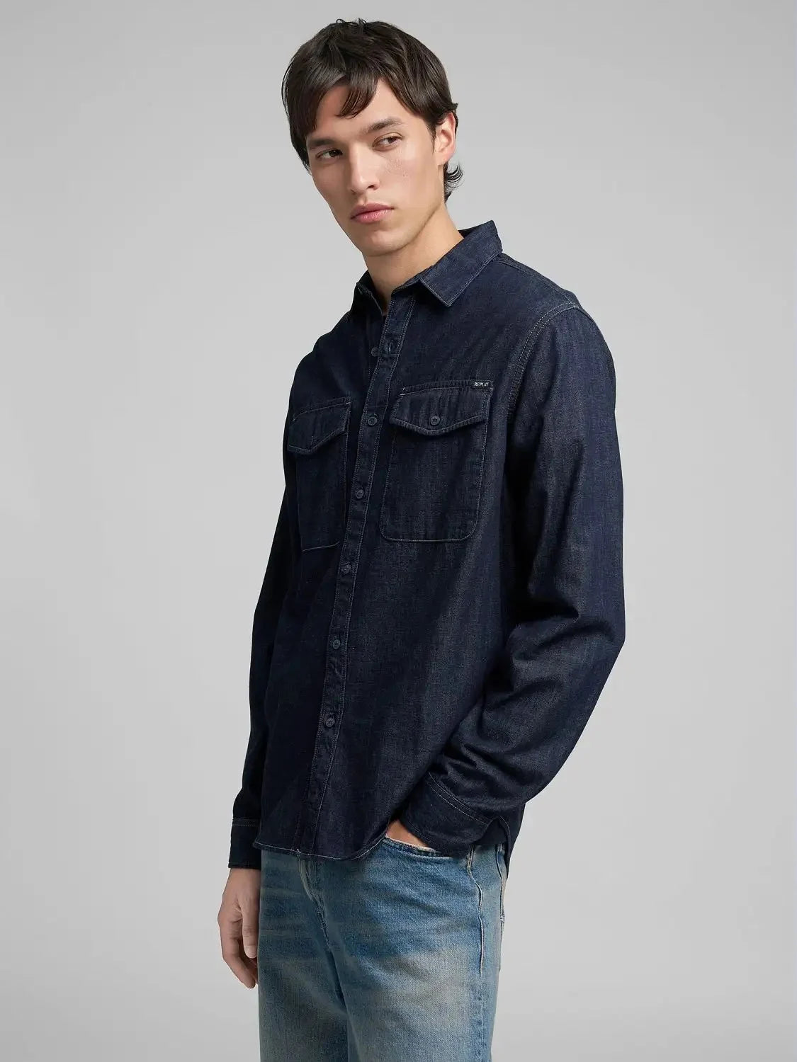 chemise-replay-jean-marine-homme-face