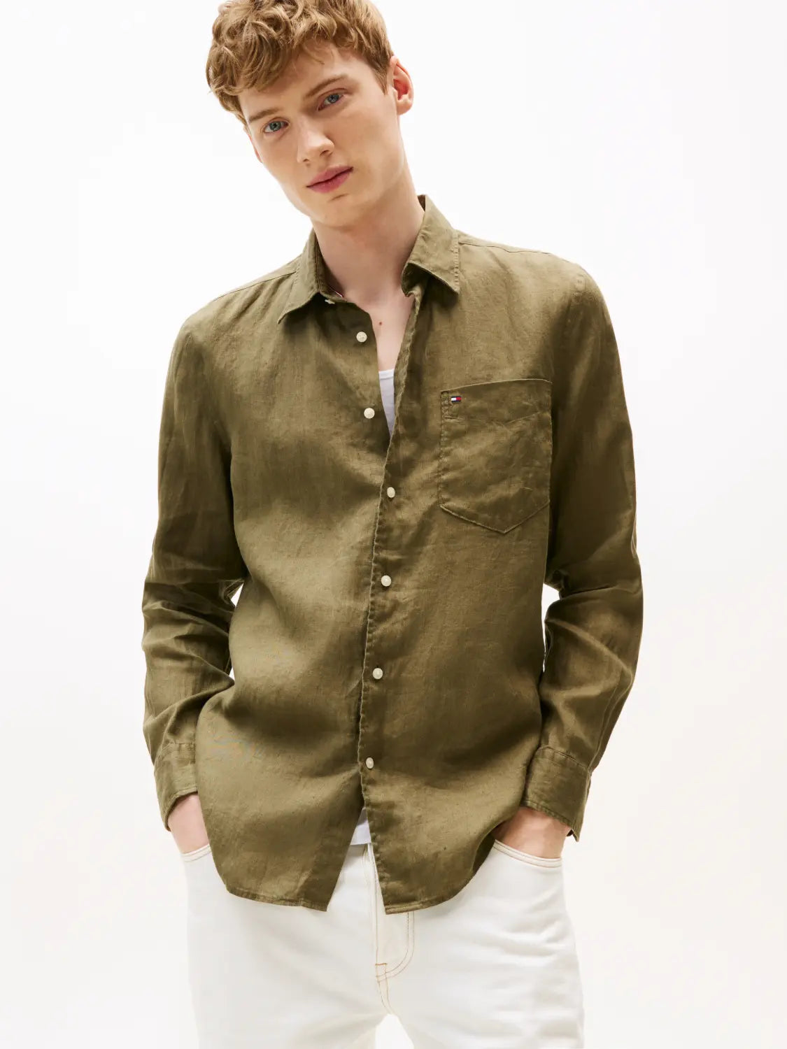 chemise-tommy-hifilger-homme-kaki-face