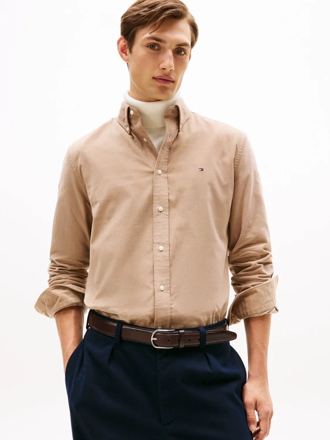 chemise-tommy-hilfiger-beige-homme-face