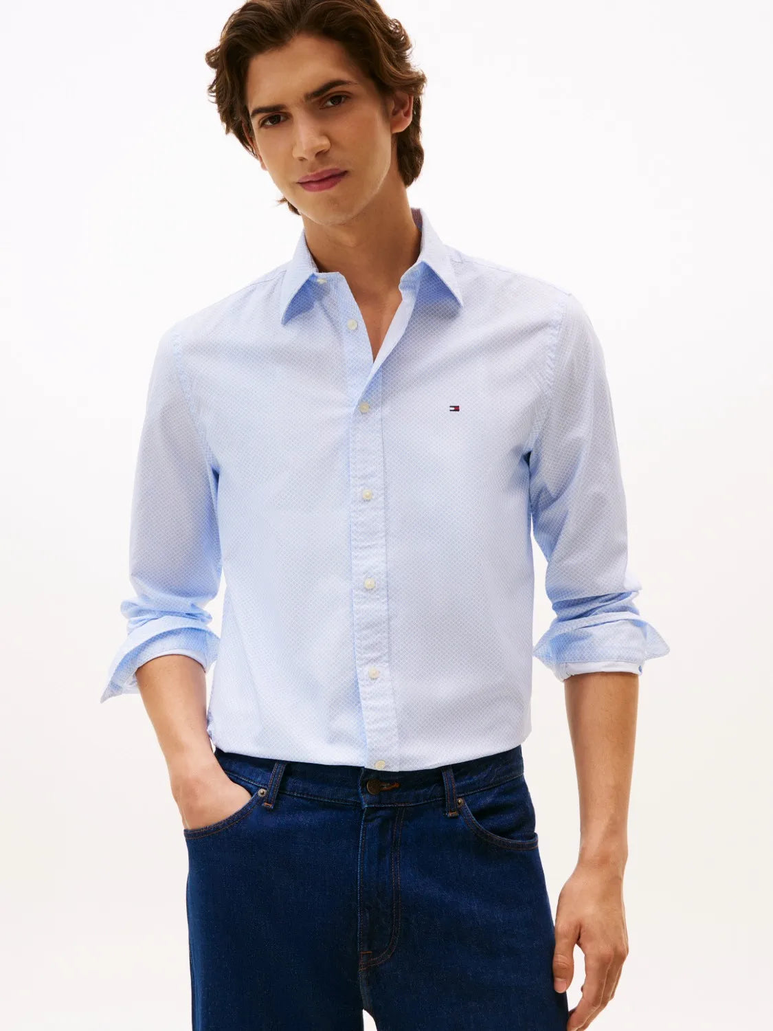 chemise-tommy-hilfiger-bleue-homme-face