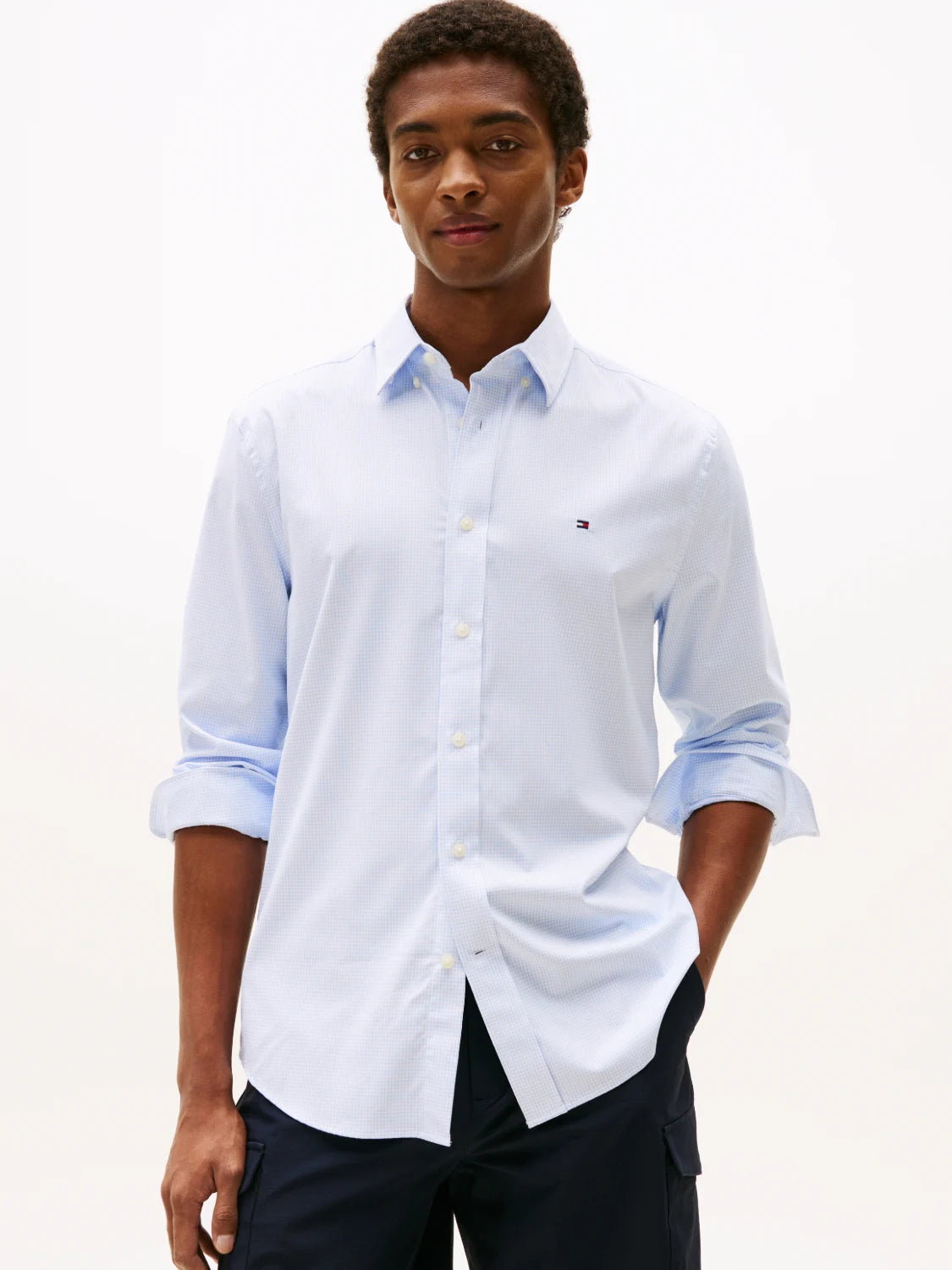 chemise-tommy-hilfiger-homme-bleue-face