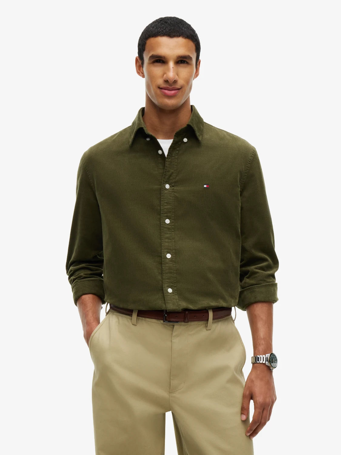 chemise-tommy-hilfiger-kaki-face-mw0mw40486mt1