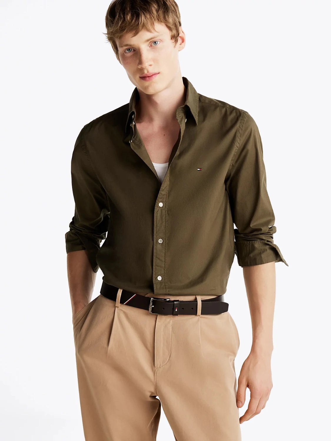 chemise-tommy-hilfiger-kaki-homme-face