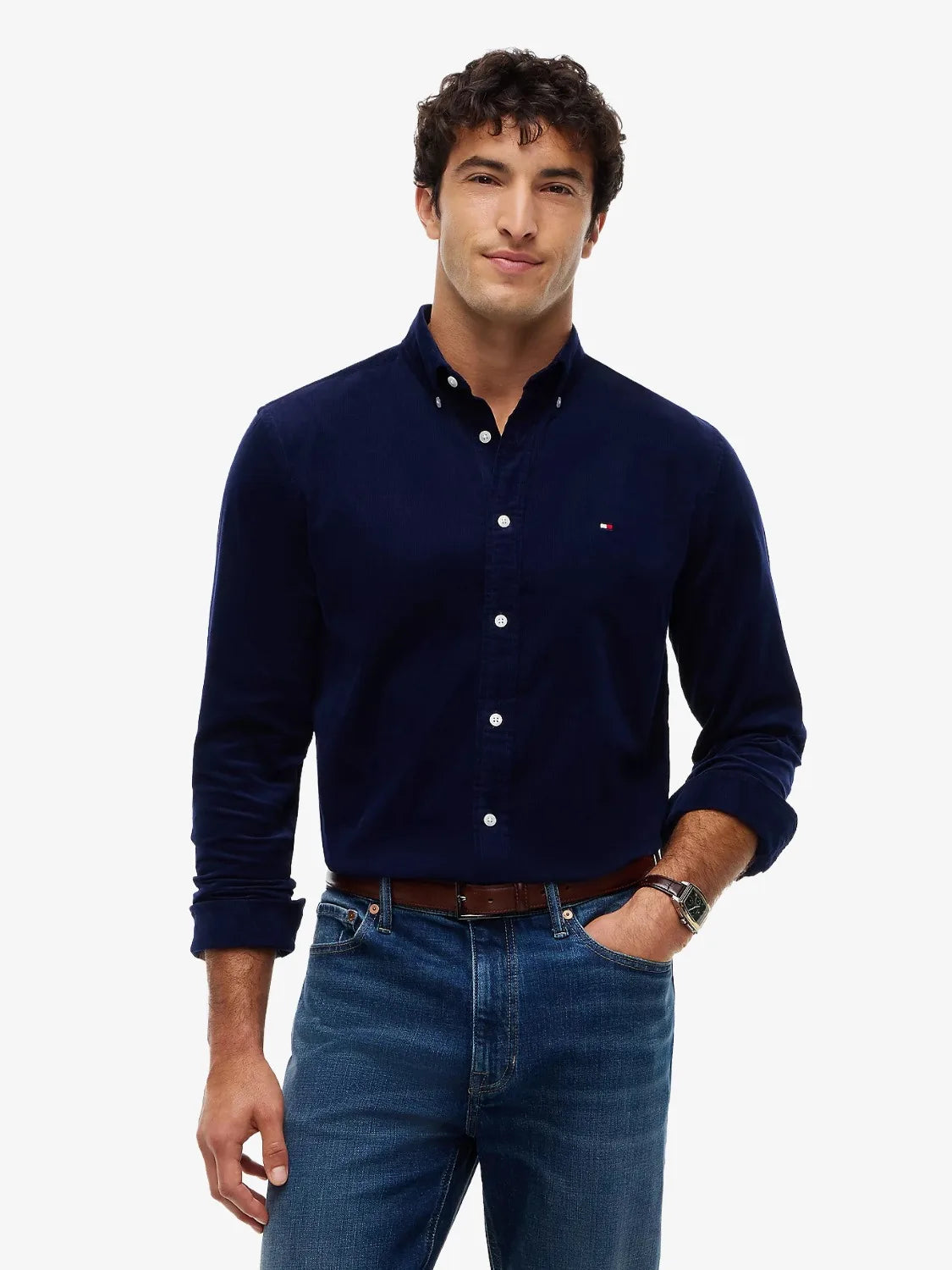 chemise-tommy-hilfiger-marine-velours-MW0MW40486BCL-face