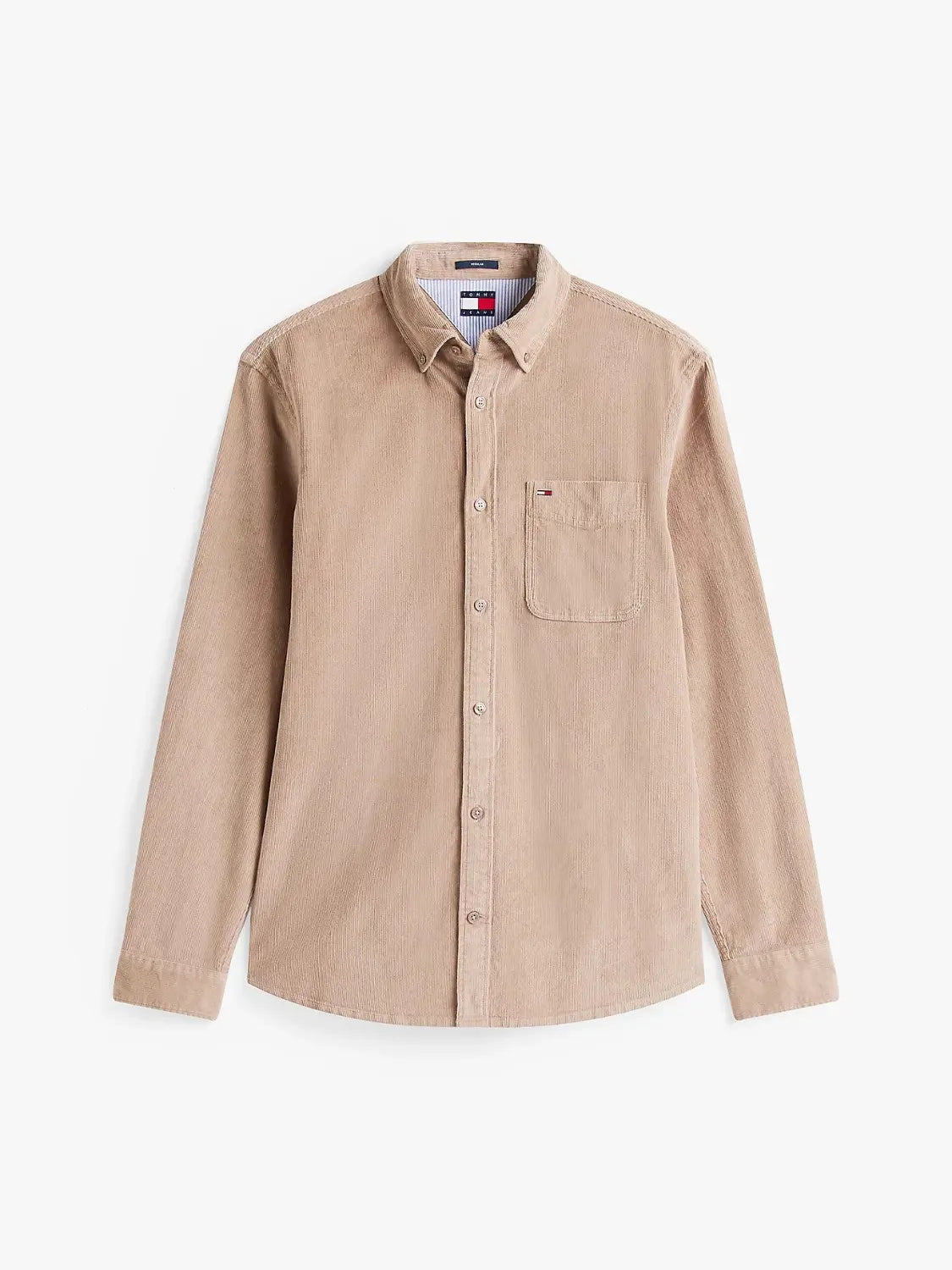 chemise-tommy-jeans-velours-beige-homme-a-plat