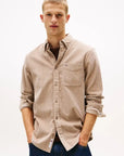 chemise-tommy-jeans-velours-beige-homme-face