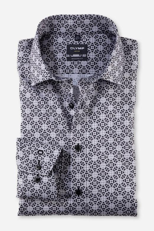 Chemise à motifs OLYMP grise | Georgespaul        