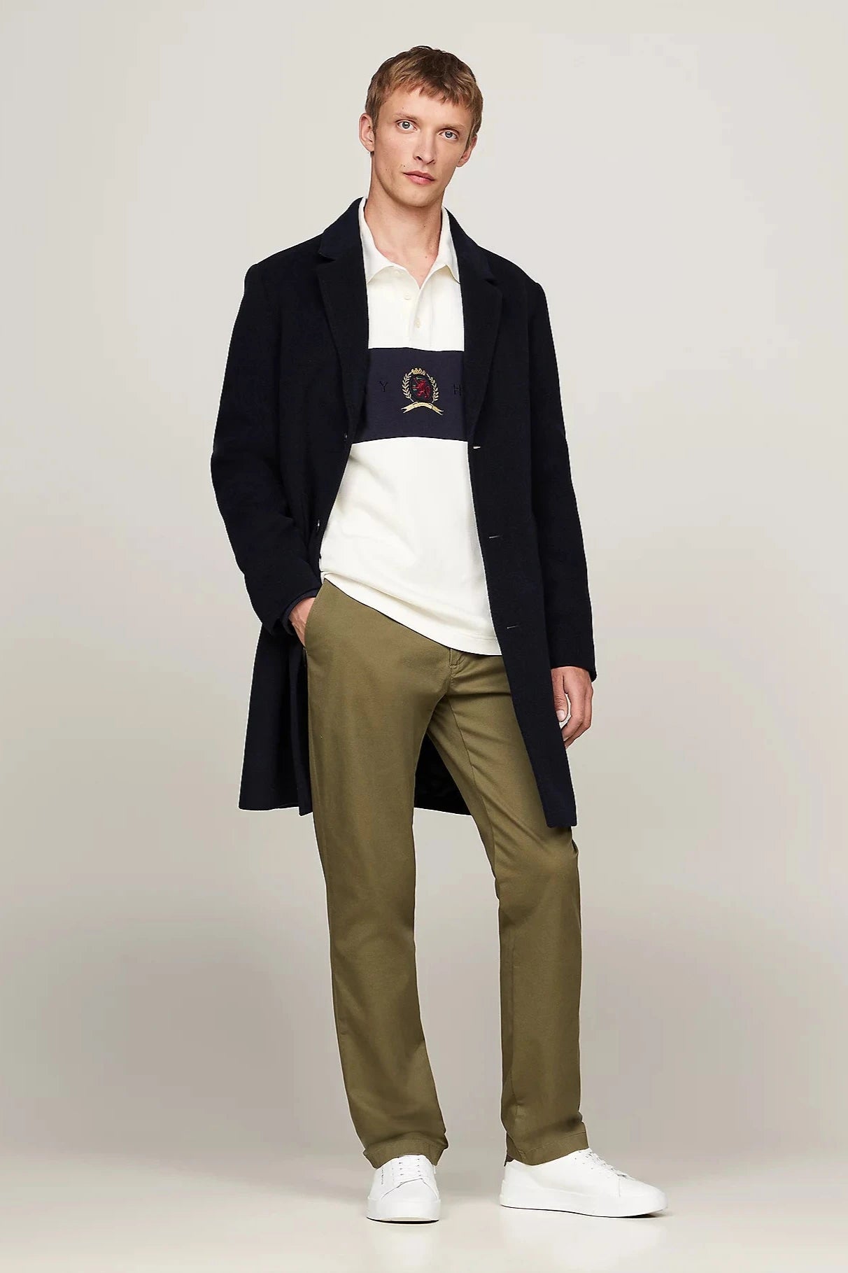 Pantalon chino Tommy Hilfiger kaki homme | Georgespaul 