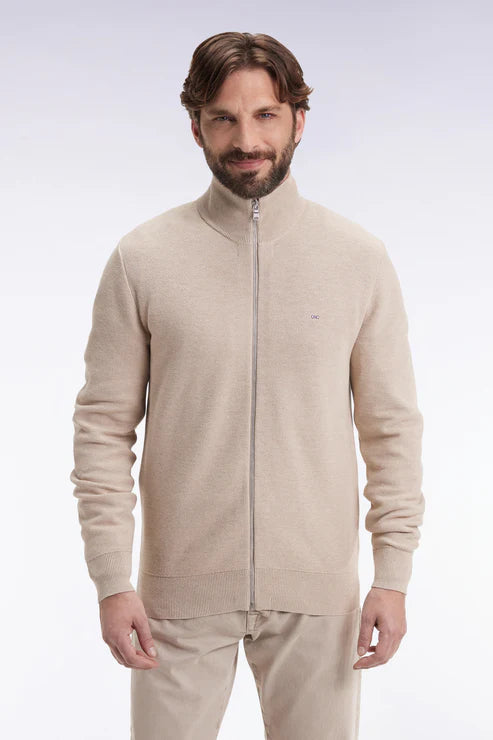 gilet-zippe-eden-park-beige-homme-face-zoom