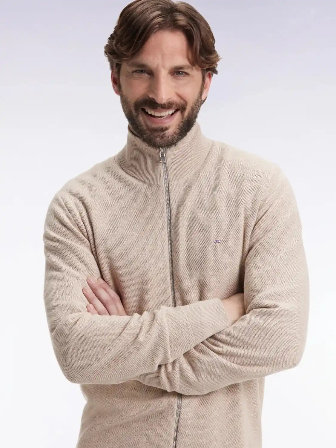 gilet-zippe-eden-park-homme-beige-face