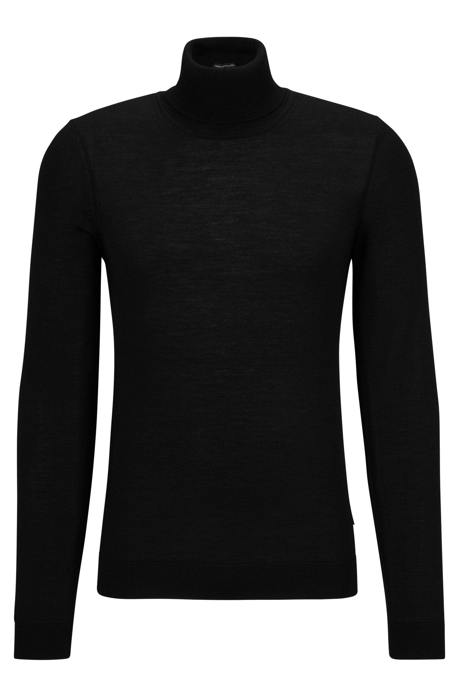 Pull col roulé BOSS ajusté noir en laine - Georgespaul