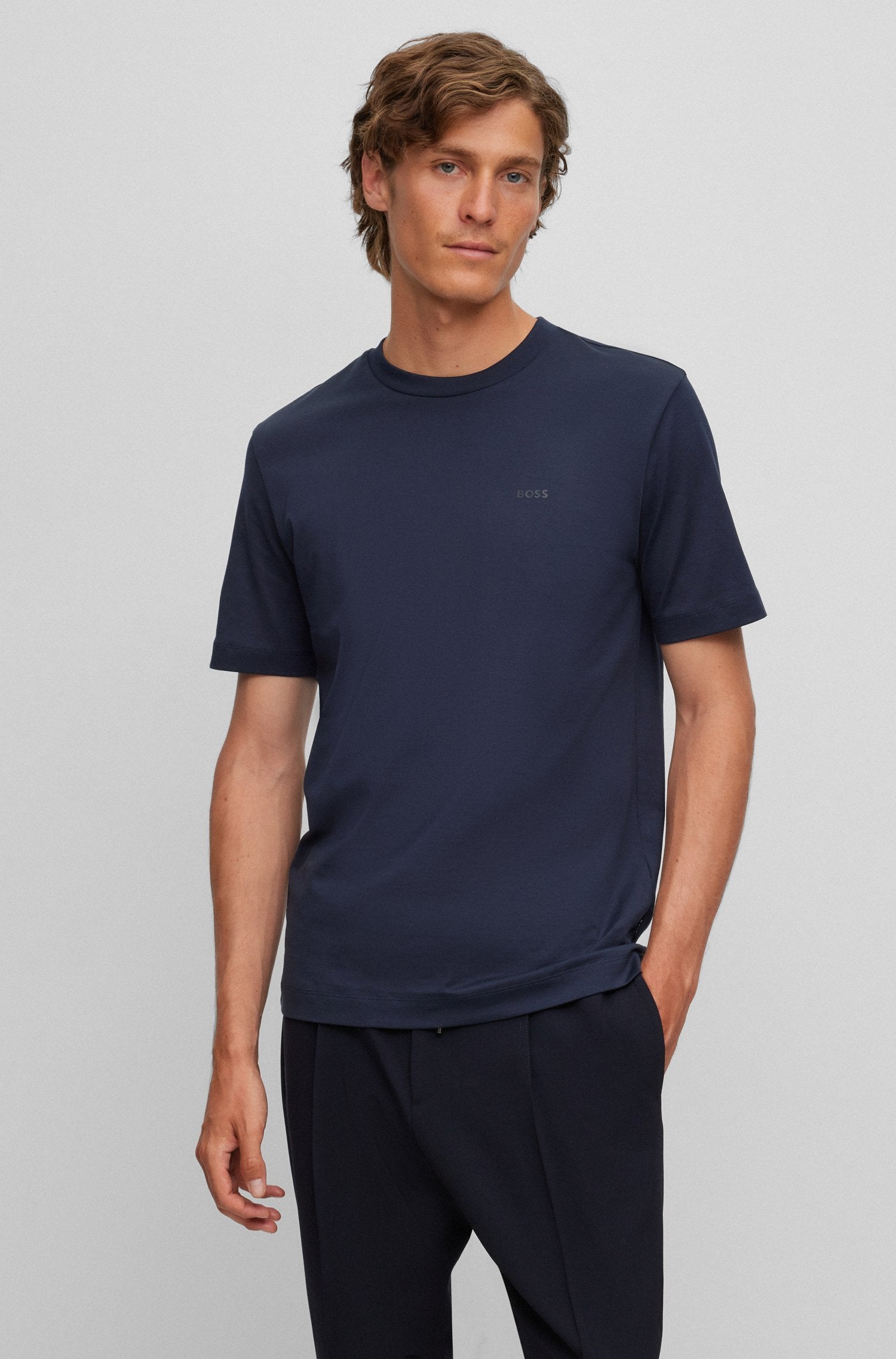 T-shirt BOSS marine en jersey de coton pour homme | Georgespaul