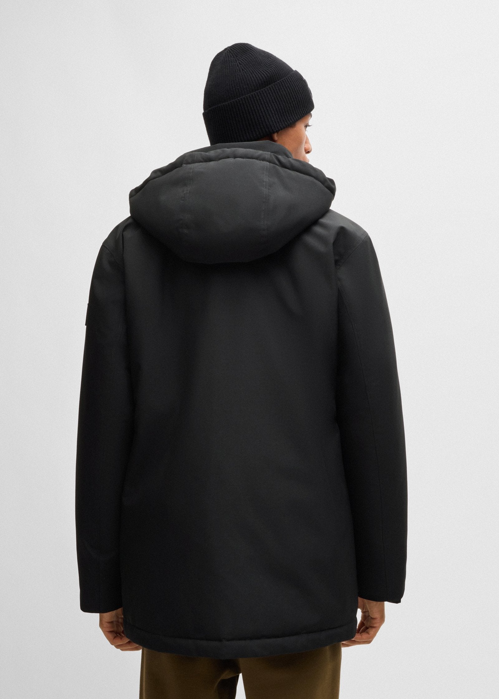 Parka à capuche homme BOSS noir déperlante | Georgespaul