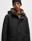 Parka à capuche homme BOSS noir déperlante | Georgespaul