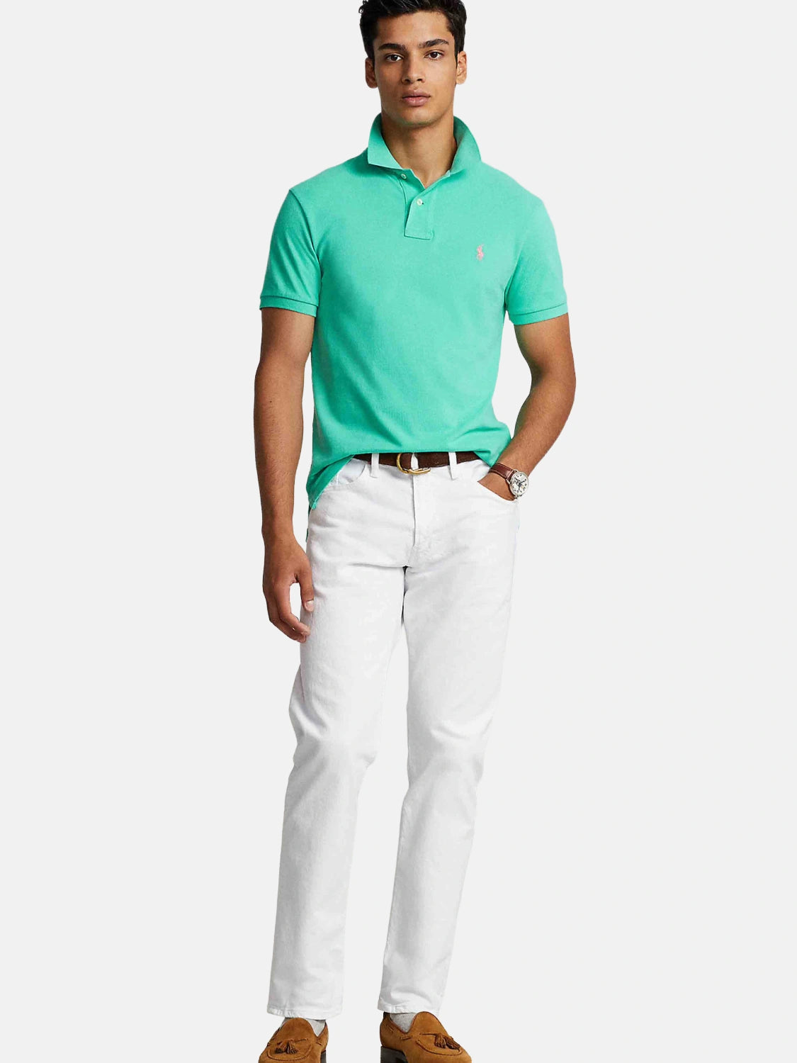 polo-ajusté-ralph-lauren-vert-porte-710782592018