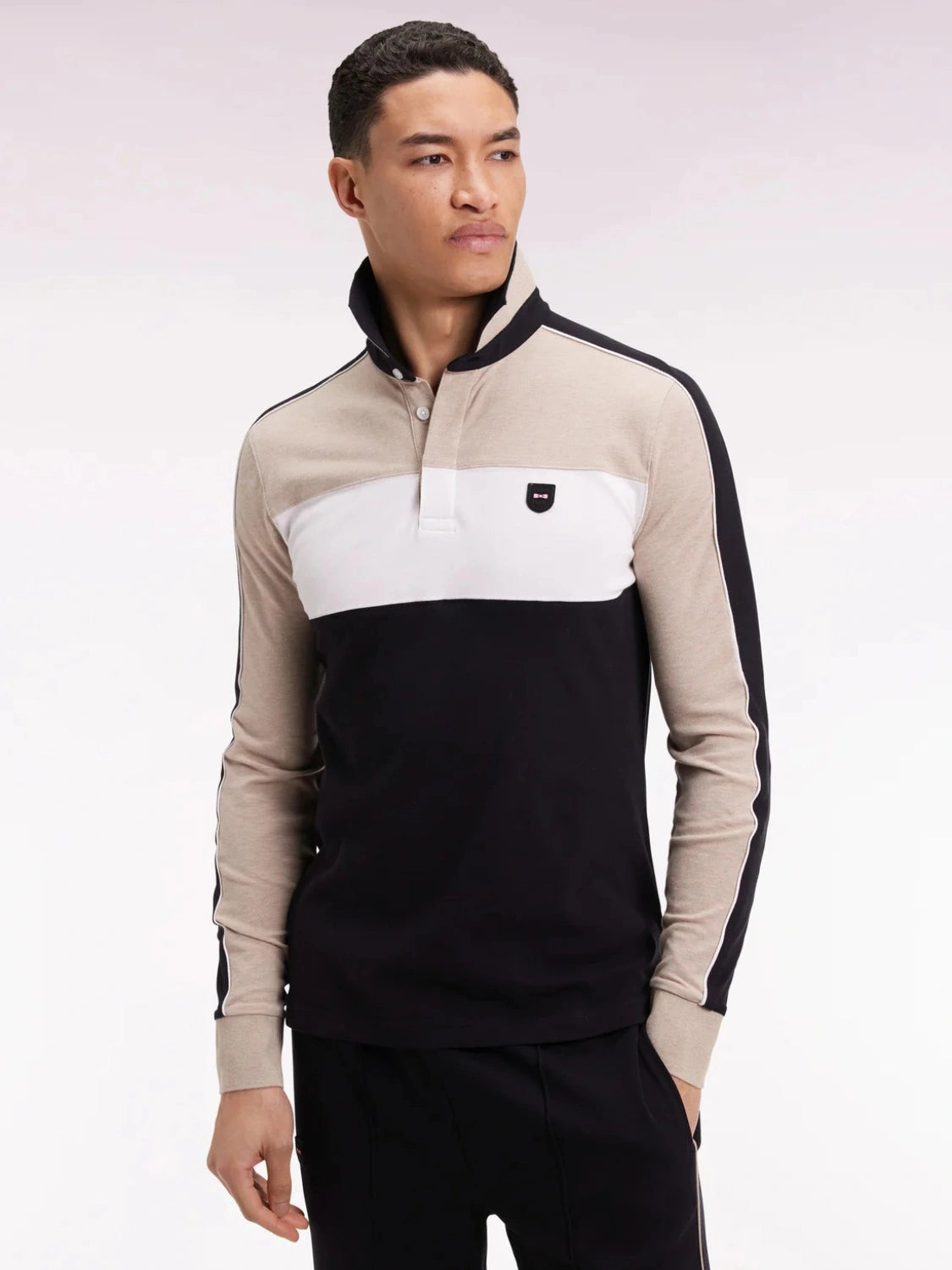 polo-eden-park-manches-longues-beige-homme-face