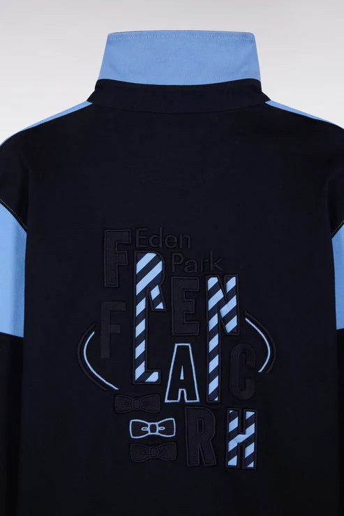 polo-eden-park-manches-longues-homme-bleu-a-plat-zoom