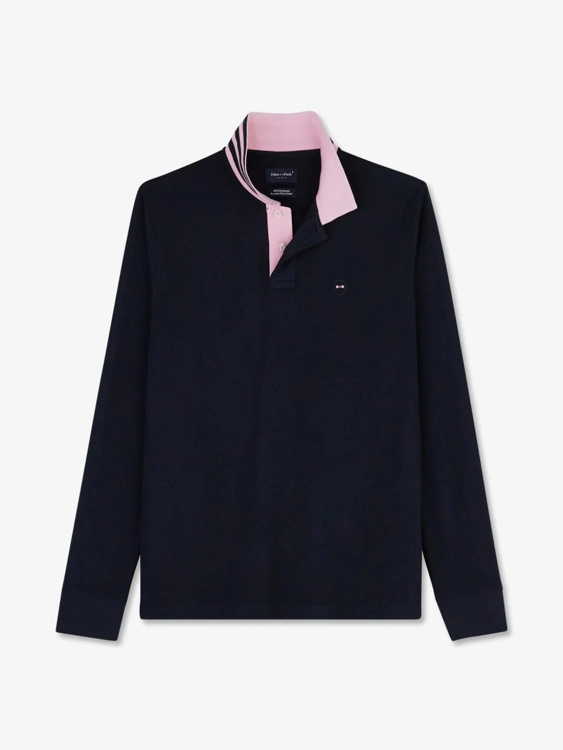 polo-manches-longues-eden-park-marine-a-plat