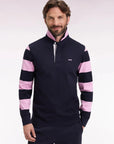 polo-manches-longues-eden-park-marine-rose-homme-face