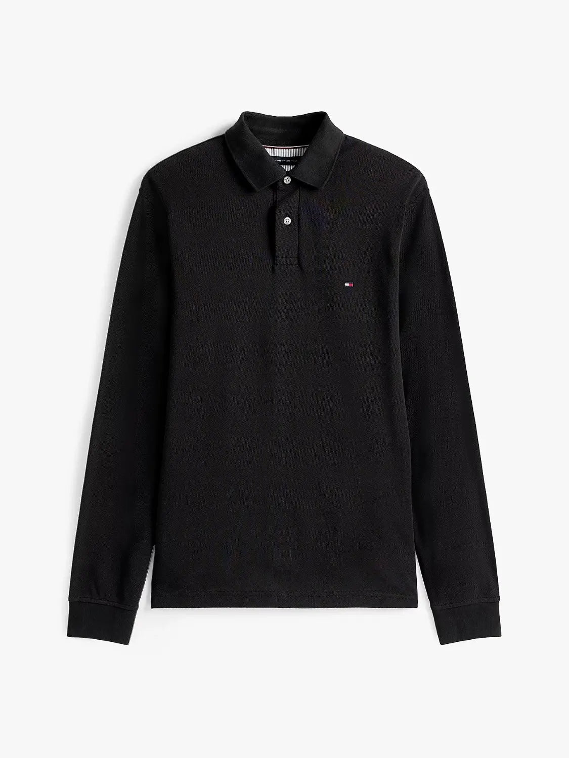polo-manches-longues-tommy-hilfoger-noir-a-plat
